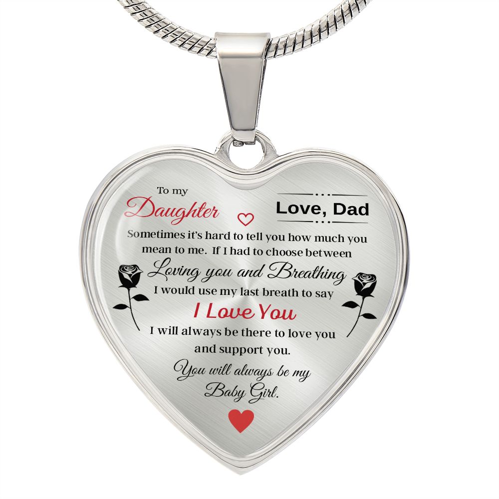 To My Daughter | I Love You | Heart Necklace | Gift for Daughter from Dad | Sentimental Gift