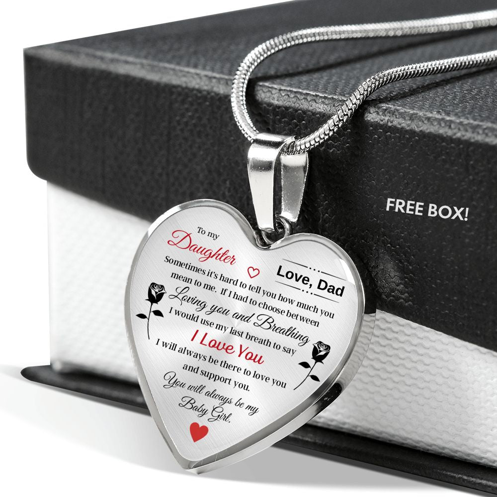 To My Daughter | I Love You | Heart Necklace | Gift for Daughter from Dad | Sentimental Gift