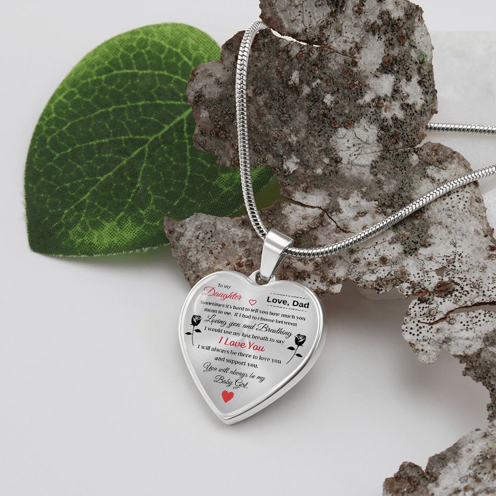 To My Daughter | I Love You | Heart Necklace | Gift for Daughter from Dad | Sentimental Gift