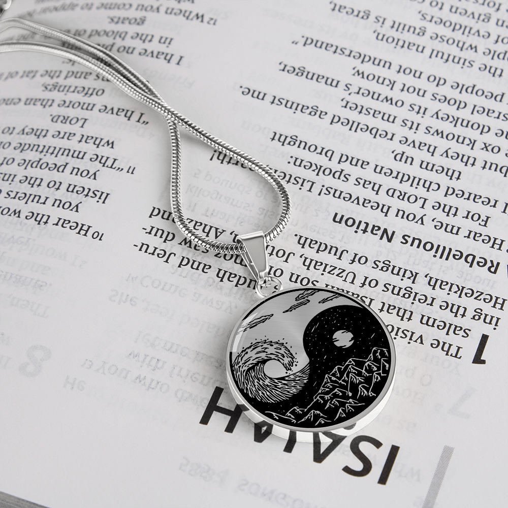 Yin Yang Sea Forest | Circle Pendant Necklace