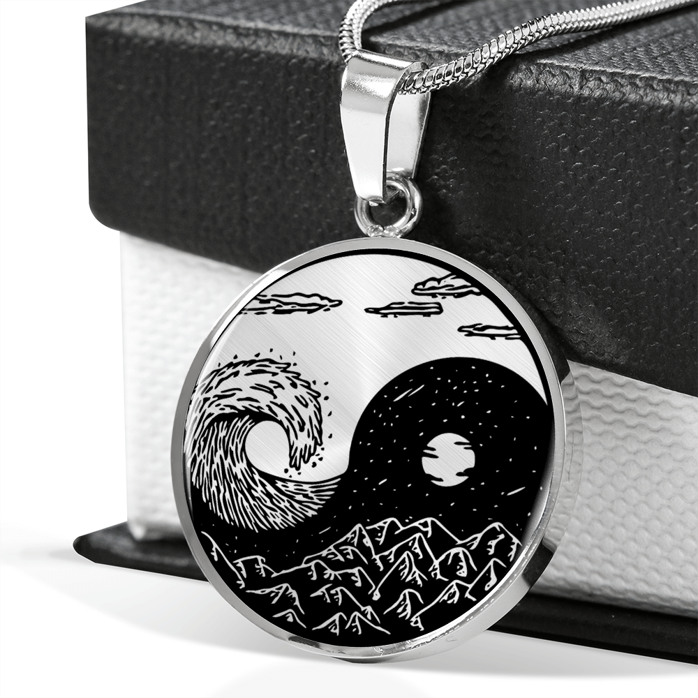Yin Yang Sea Forest | Circle Pendant Necklace