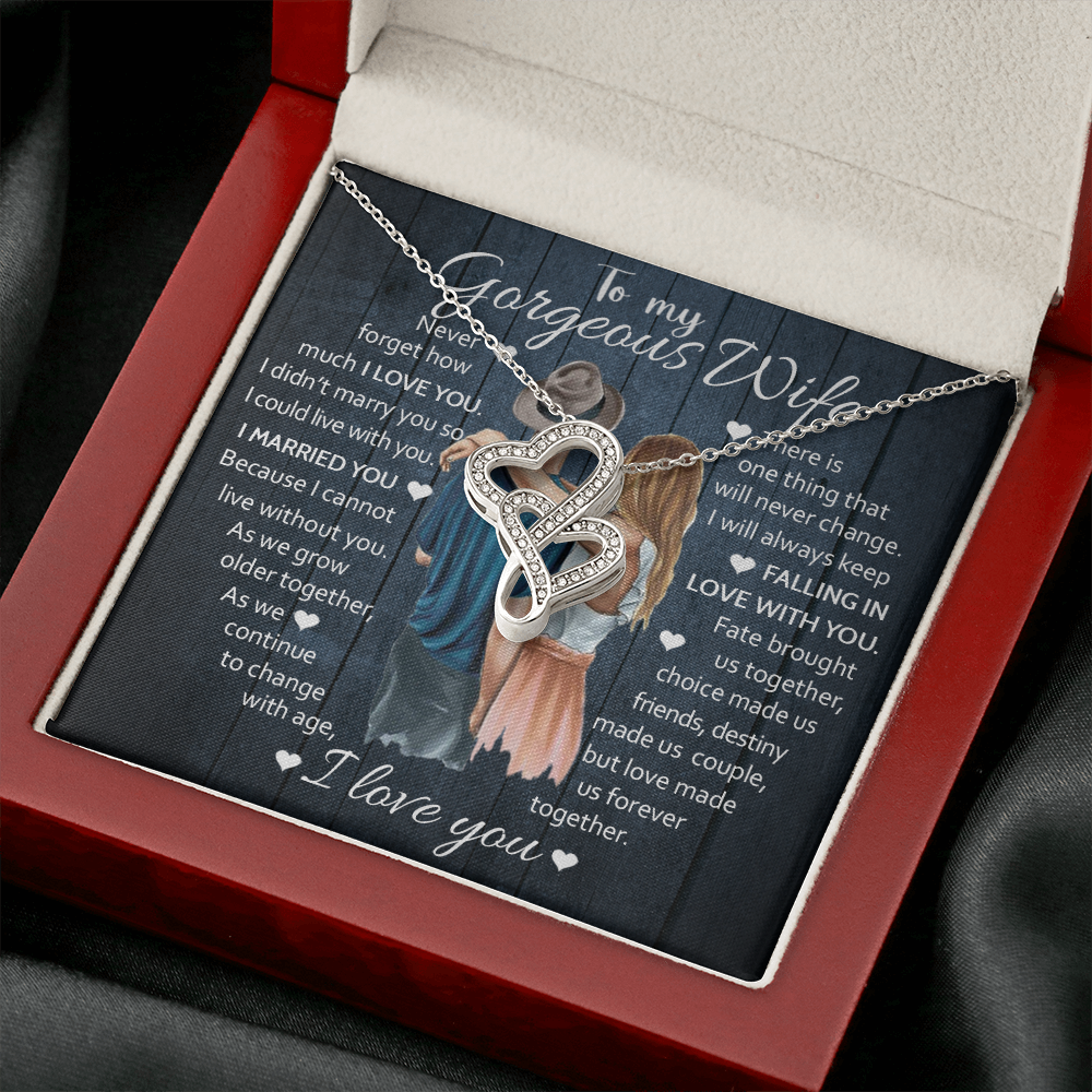 To My Wife | I Married You | Double Hearts Necklace