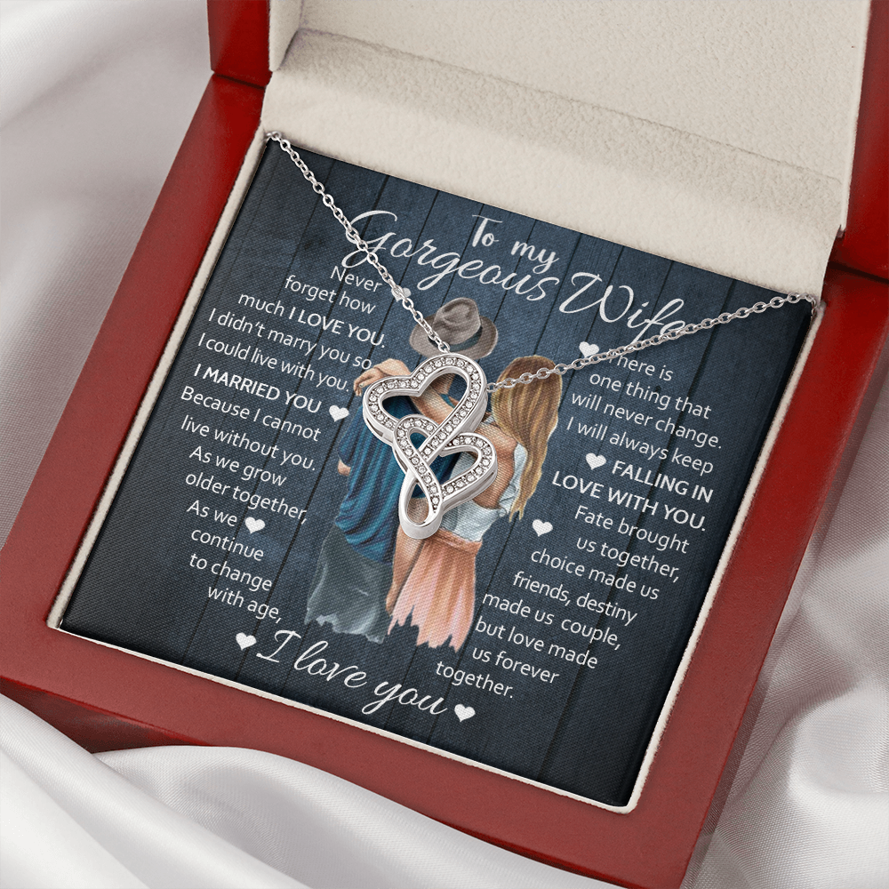 To My Wife | I Married You | Double Hearts Necklace