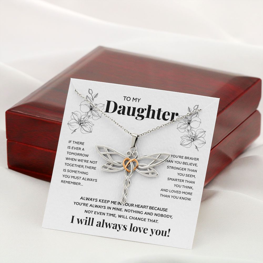 Daughter Always In Mine, Dragonfly Necklace, Christmas Gift for Daughter from Dad