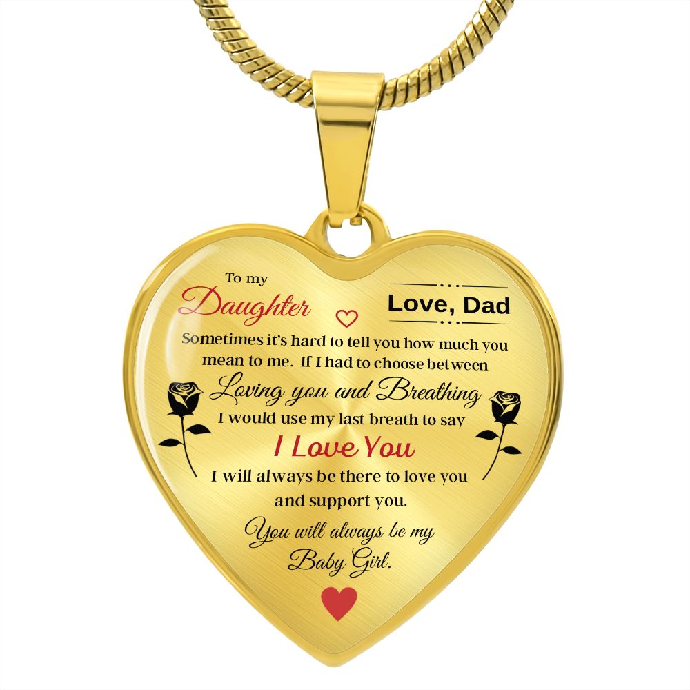 To My Daughter | I Love You | Heart Necklace | Gift for Daughter from Dad | Sentimental Gift