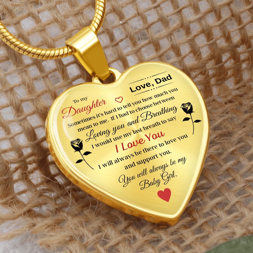 To My Daughter | I Love You | Heart Necklace | Gift for Daughter from Dad | Sentimental Gift