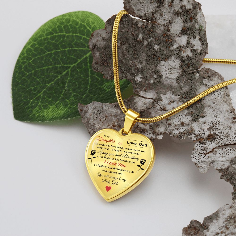 To My Daughter | I Love You | Heart Necklace | Gift for Daughter from Dad | Sentimental Gift