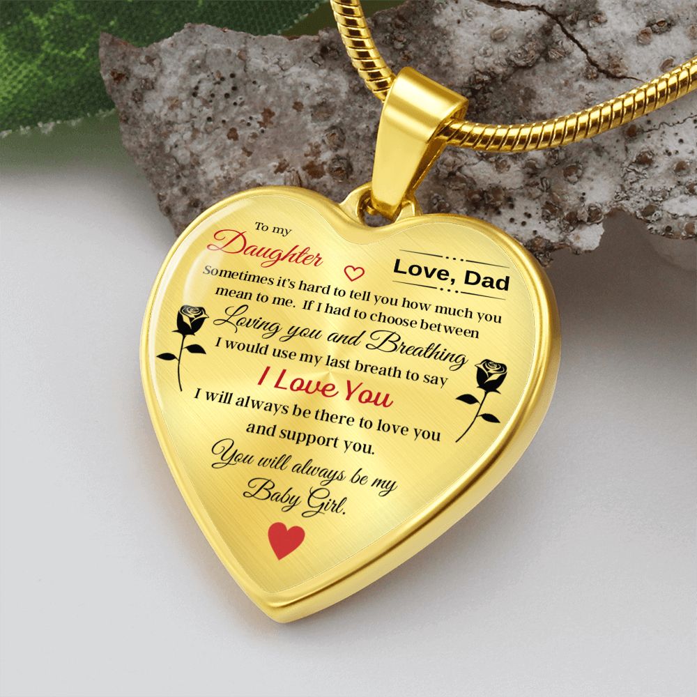 To My Daughter | I Love You | Heart Necklace | Gift for Daughter from Dad | Sentimental Gift