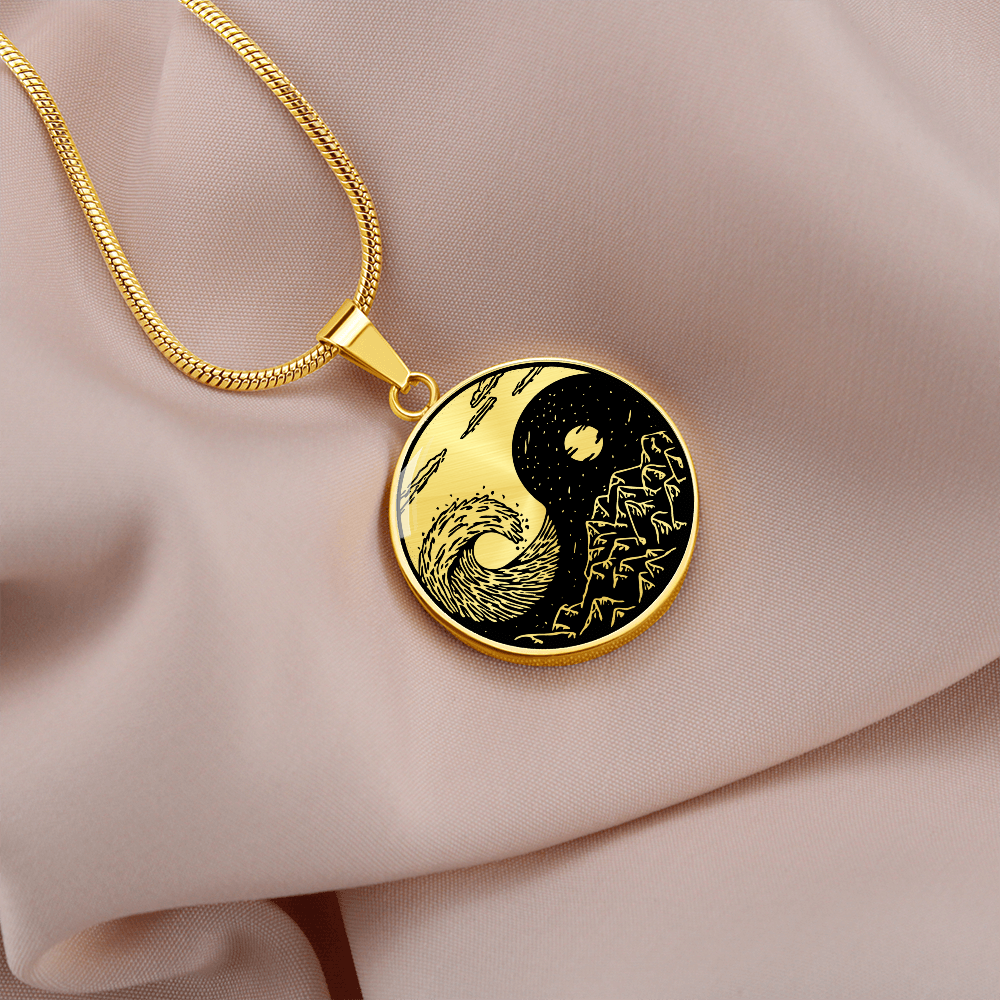 Yin Yang Sea Forest | Circle Pendant Necklace