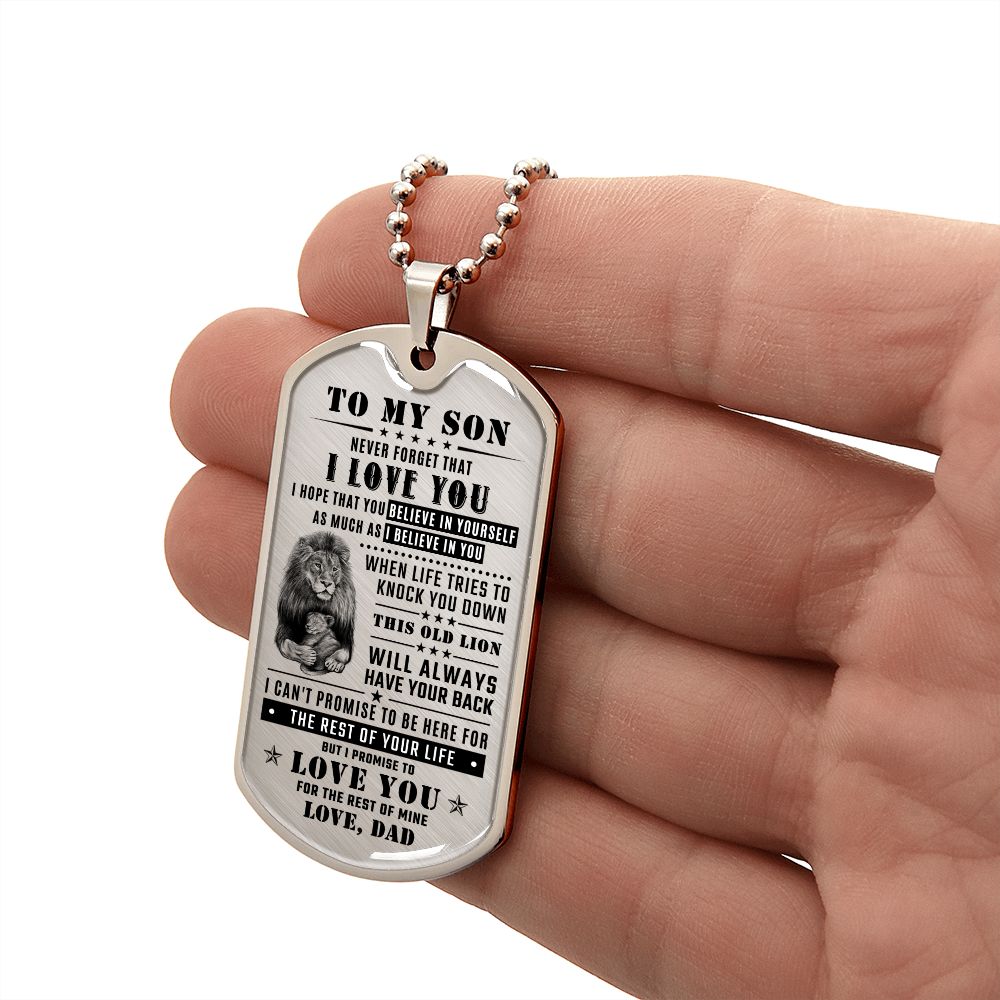 To My Son - This Old Lion Will Always Have Your Back, DogTag Necklace Gift to Son