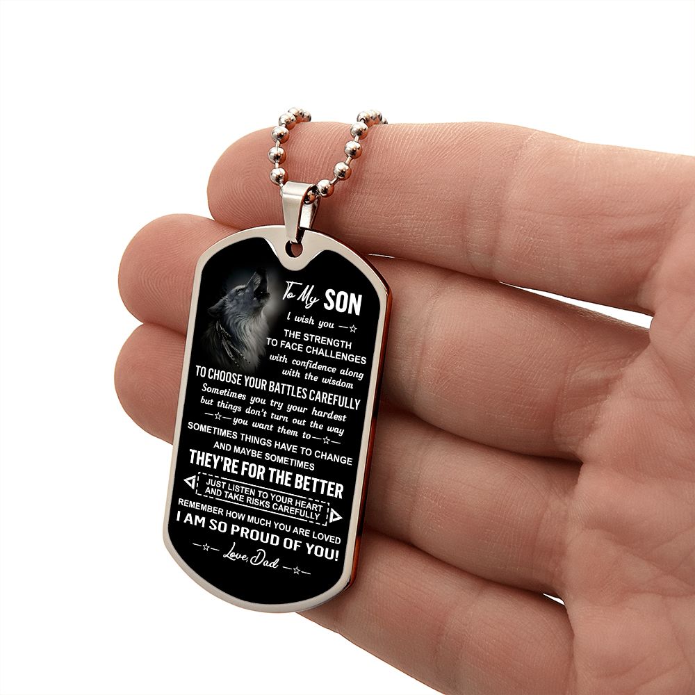 Son I Wish You, Dog Tag Necklace, Graduation Gift, Birthday Gift Idea For Son From Dad