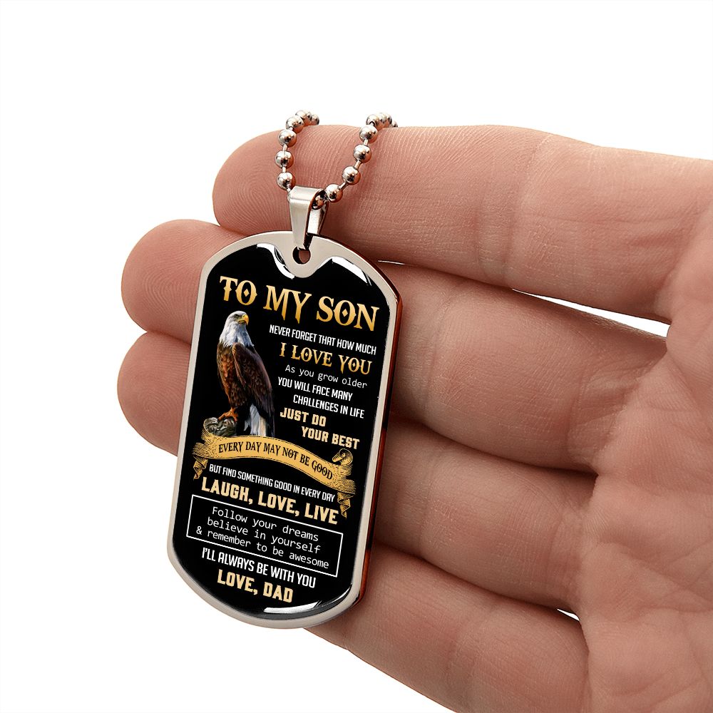 Son I Love You, Dog Tag Necklace, Perfect Gift For Son From Dad, Christmas Gift Idea