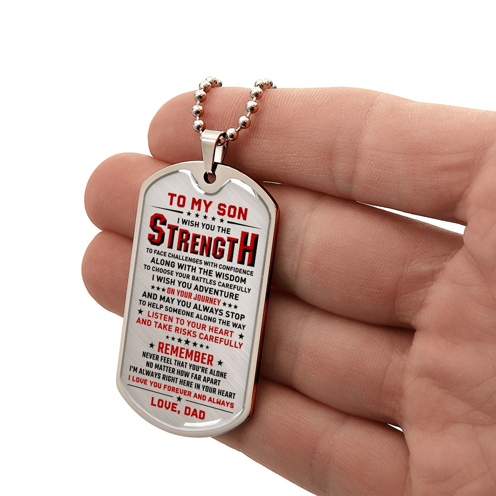 To My Son - I Love You Forever And  Always, DogTag Necklace Gift