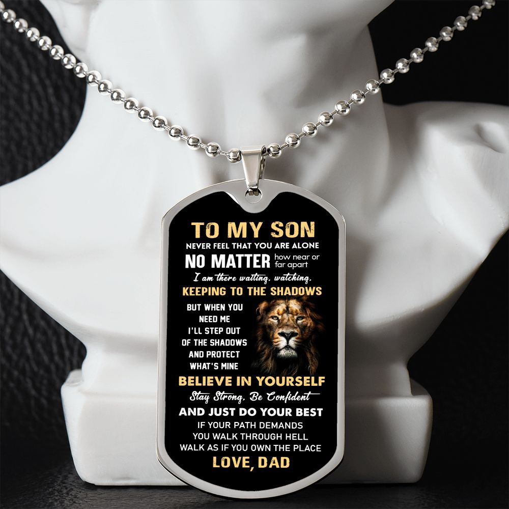 Son Keeping To The Shadows, Dog Tag Necklace, Anniversary Gift For Son From Dad