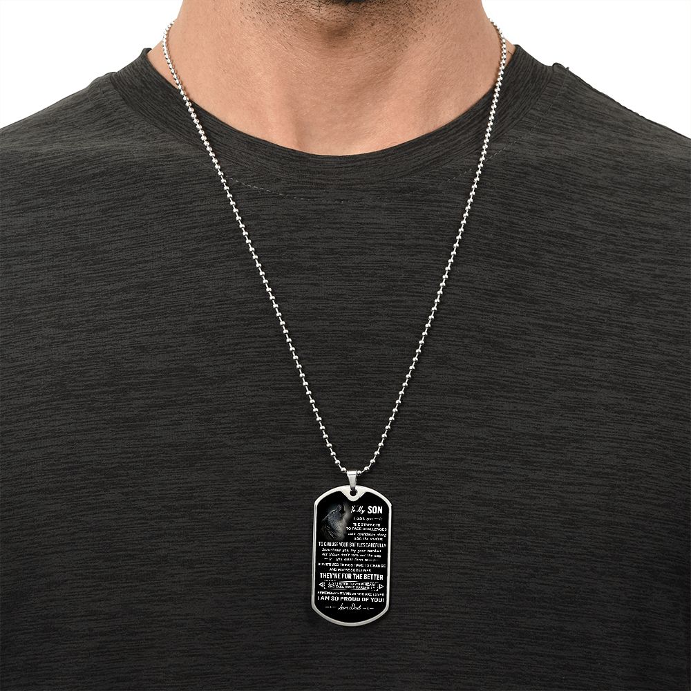 Son I Wish You, Dog Tag Necklace, Graduation Gift, Birthday Gift Idea For Son From Dad