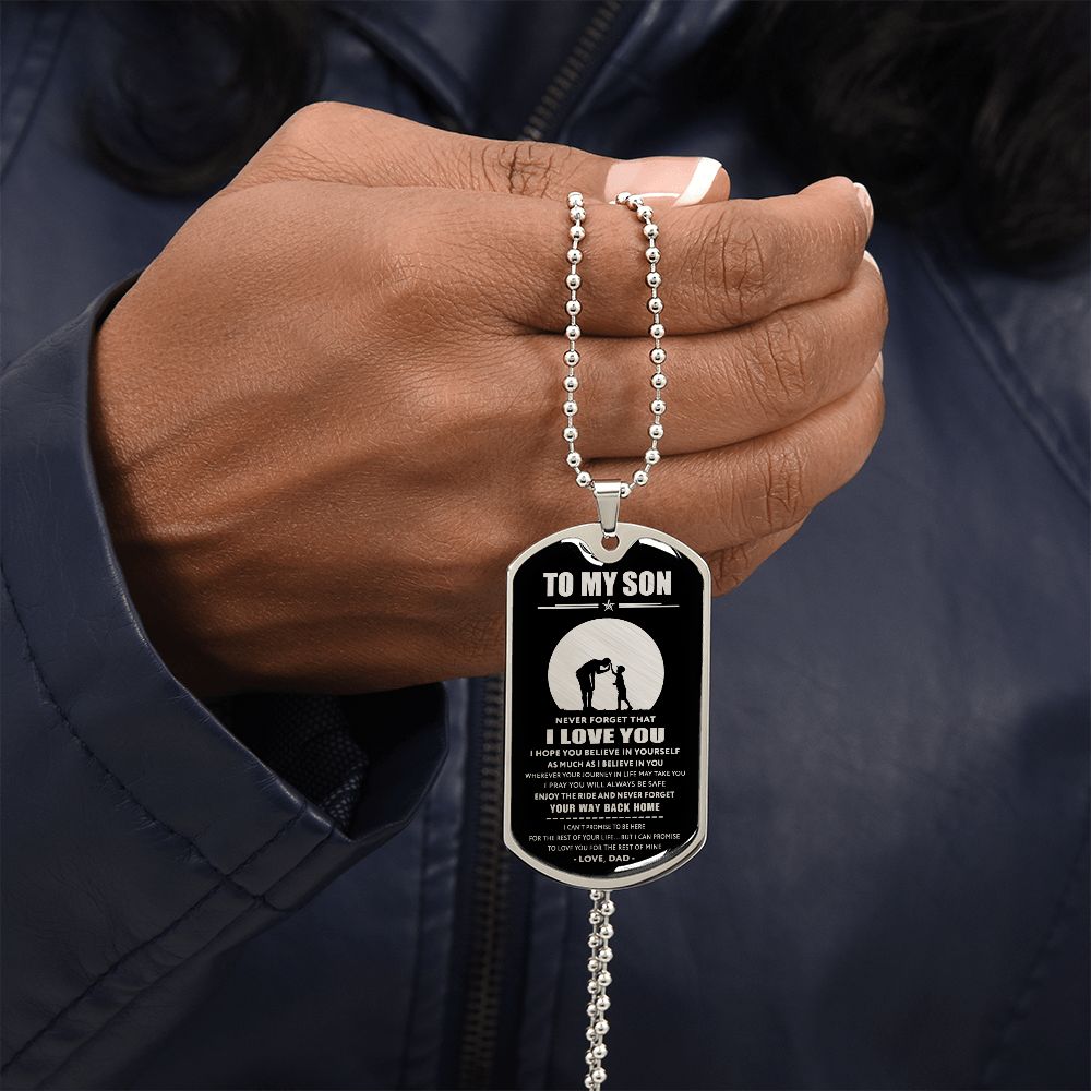 Son Way Back Home, Dog Tag Necklace, Gift For Son From Dad