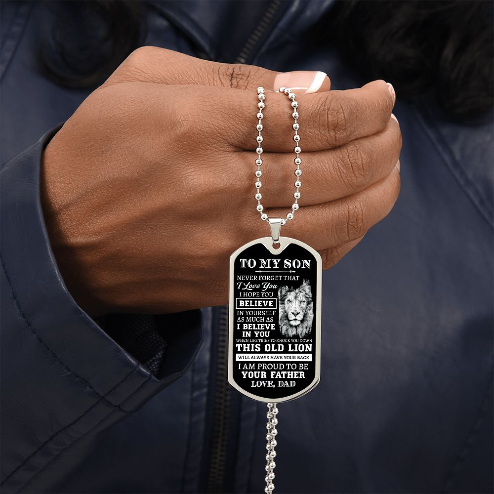 To My Son Dog Tag Necklace | Proud To Be Your Father | Best Gift For Son