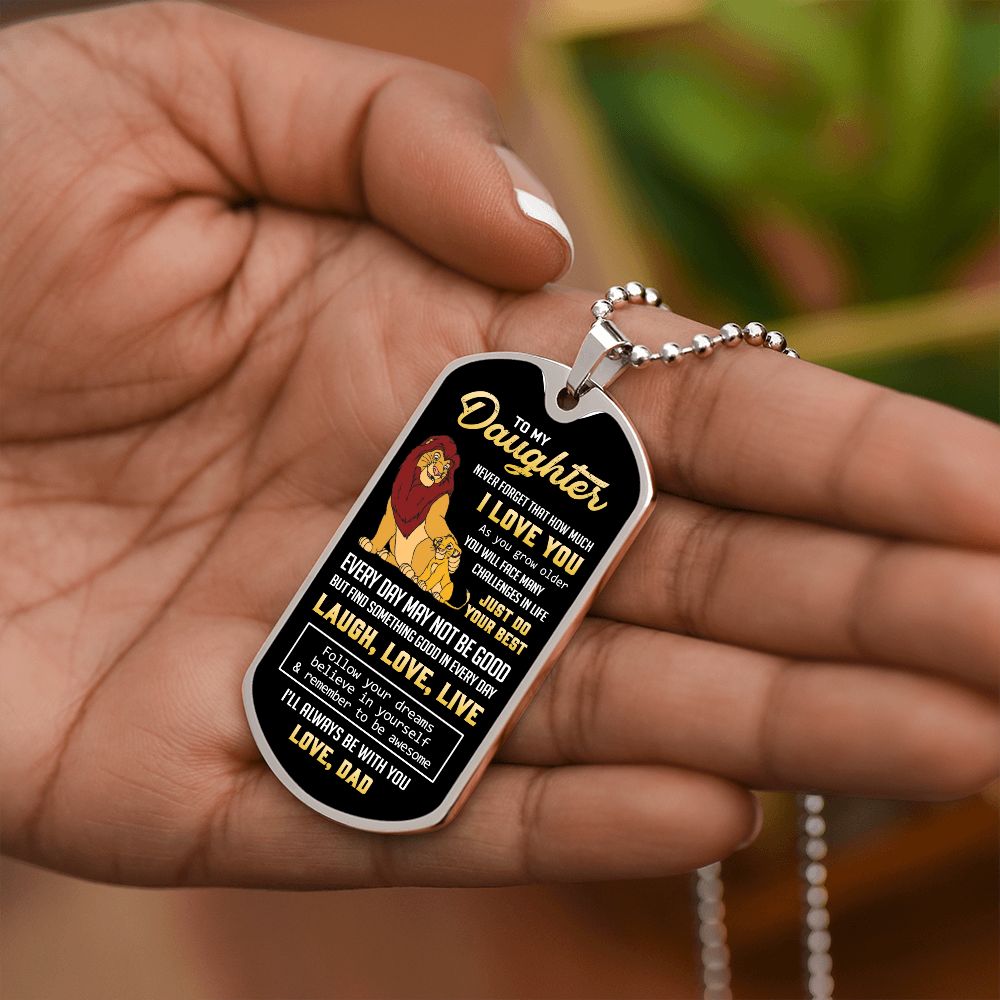 Daughter I'll Always Be With You, Dog Tag Necklace, Gift Idea For Daughter From Dad