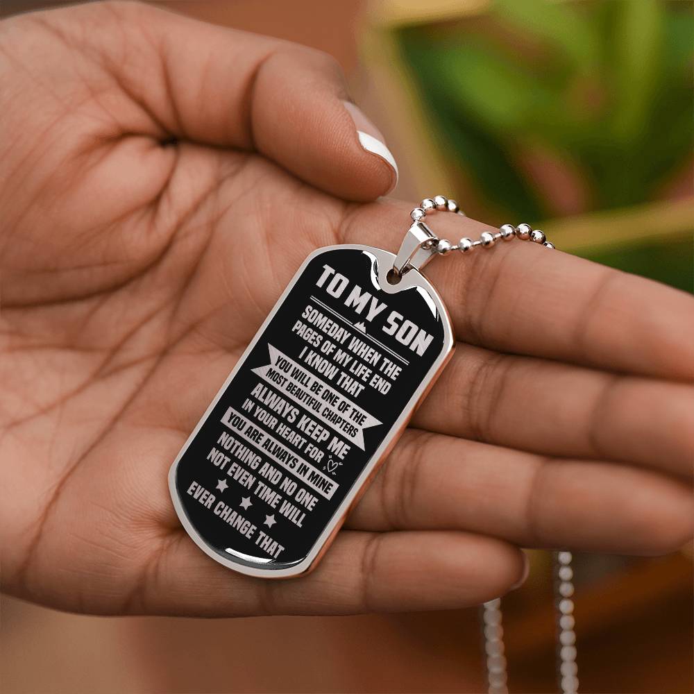 Son Most Beautiful Chapters, Dog Tag Necklace, Christmas Gift Idea For Son