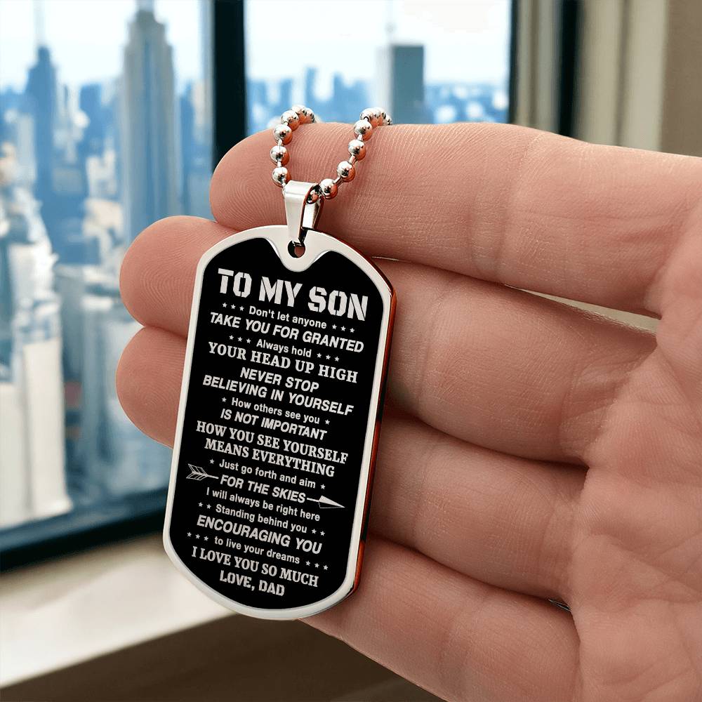 Son Yourself Means Everything, Dog Tag Necklace, Best Gift For Son On Special Days