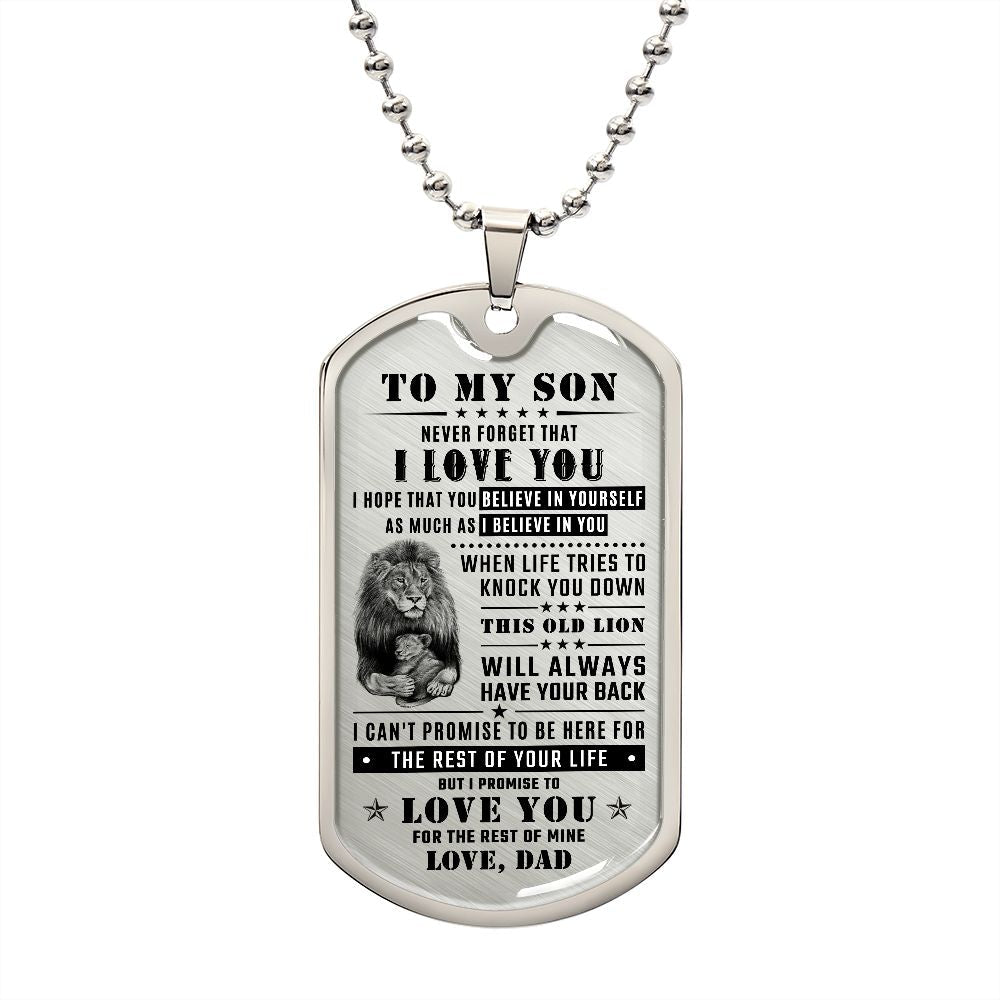 To My Son - This Old Lion Will Always Have Your Back, DogTag Necklace Gift to Son