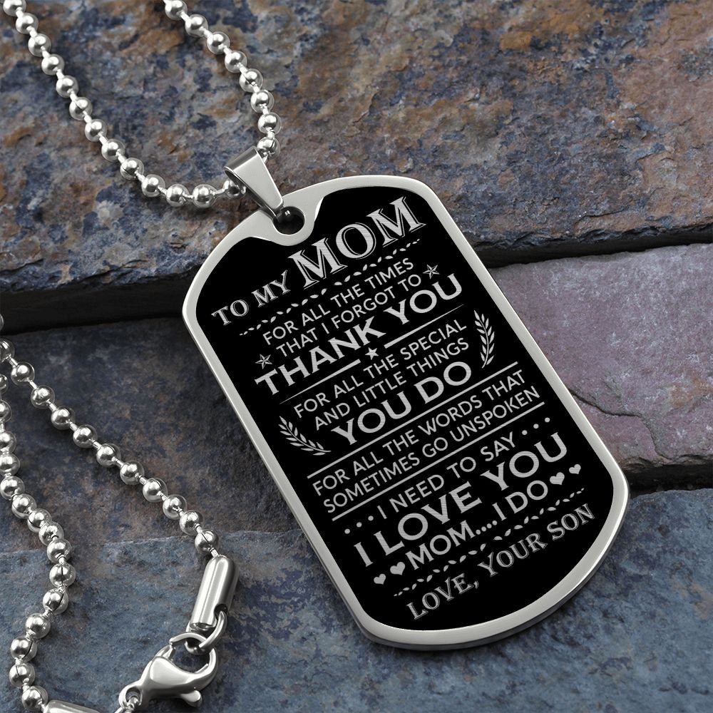 Mom For All The Times, Dog Tag Necklace, Mother's Day Gift Idea