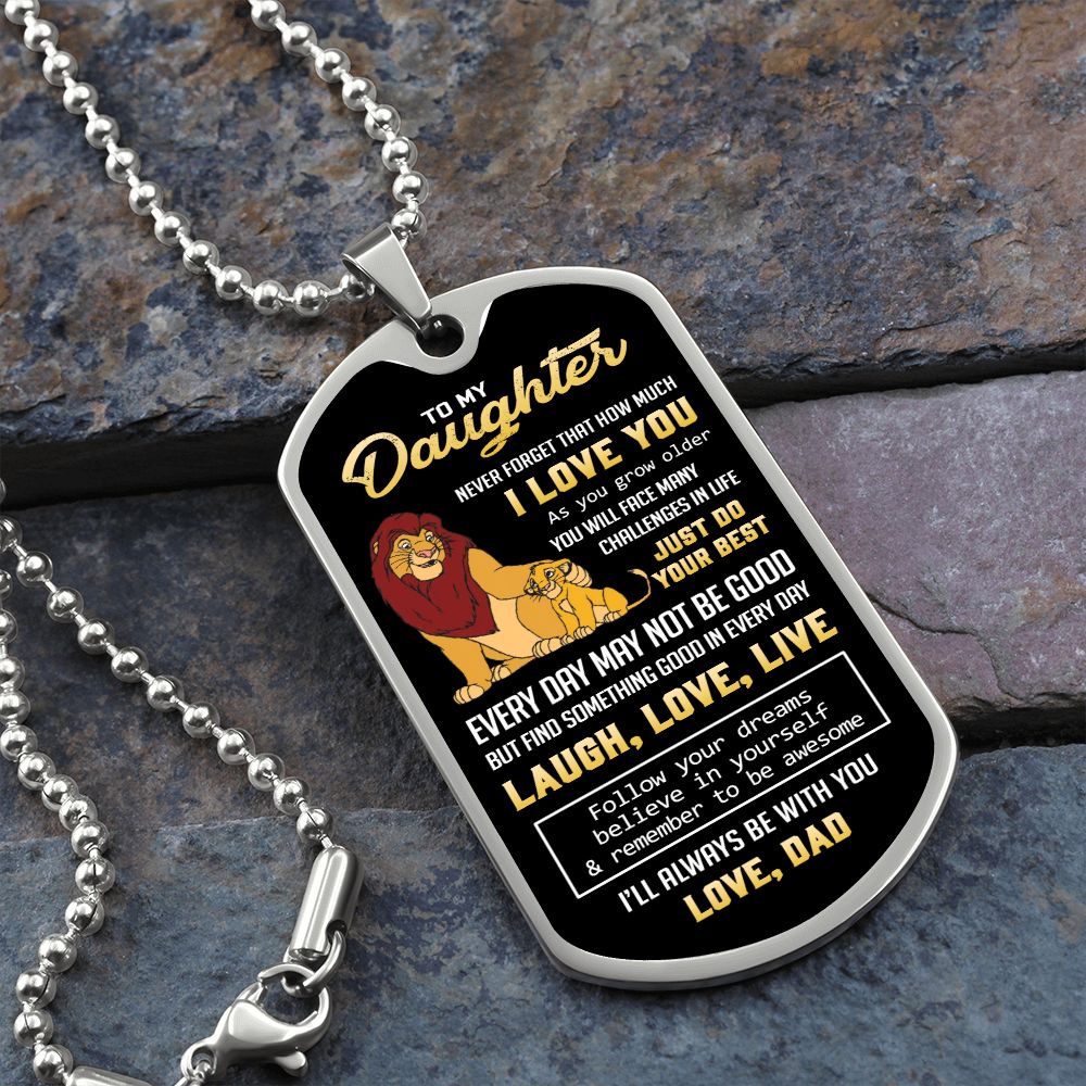 Daughter I'll Always Be With You, Dog Tag Necklace, Gift Idea For Daughter From Dad