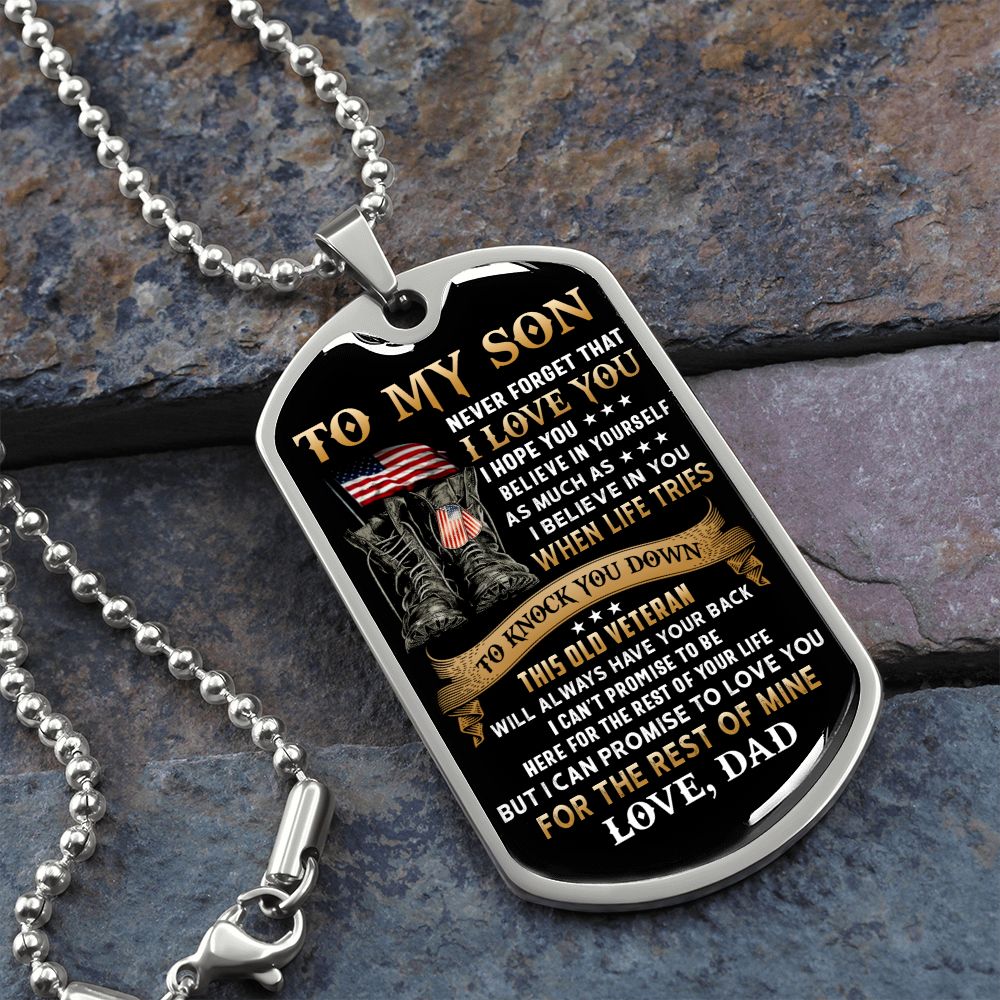 To My Son | This Old Veteran | Dog Tag Necklace | Gift For Son From Dad