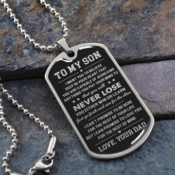 To My Son | Never Lose | Dog Tag Necklace | Gift for Son from Dad