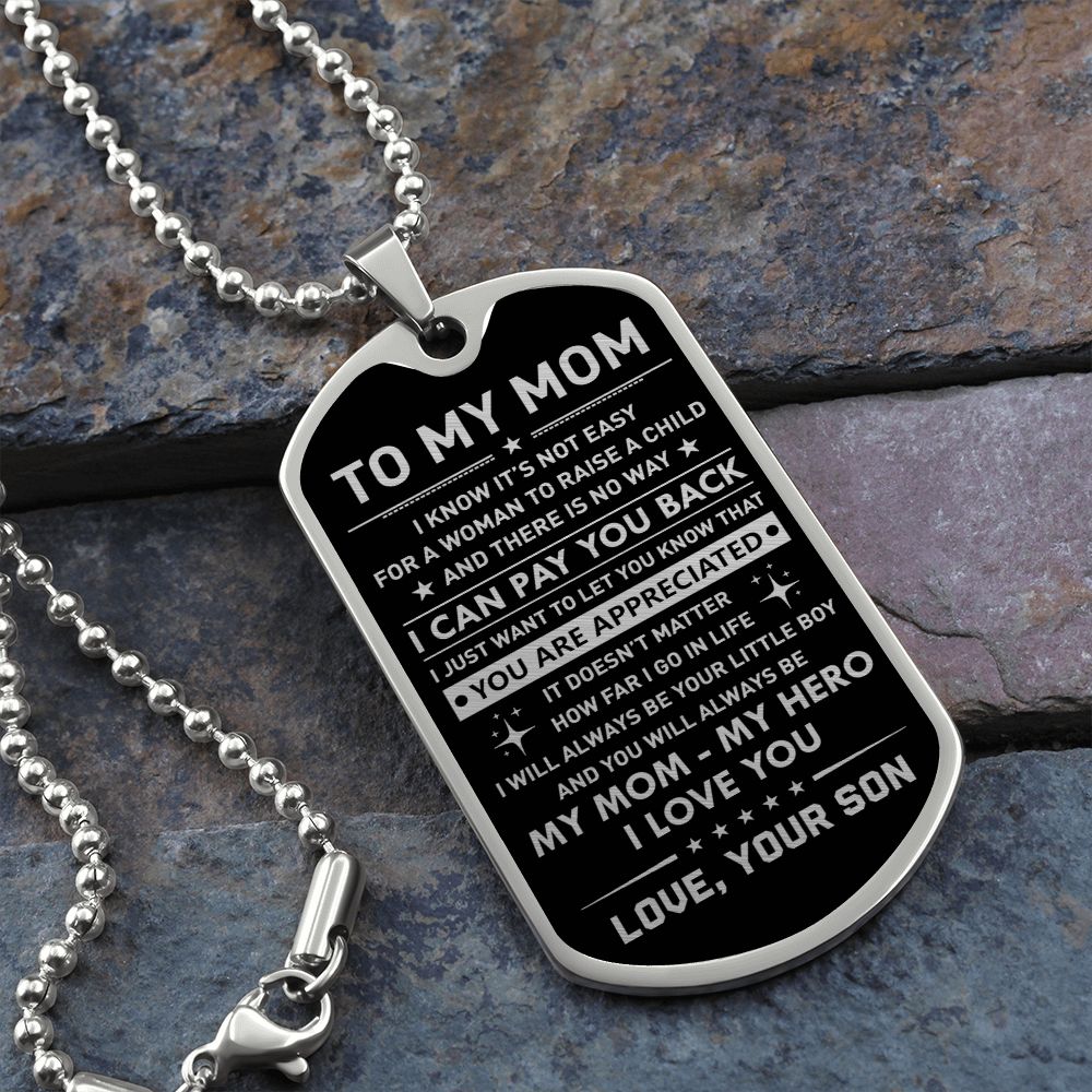 To My Mom - Always Be My Hero, DogTag Necklace Gift
