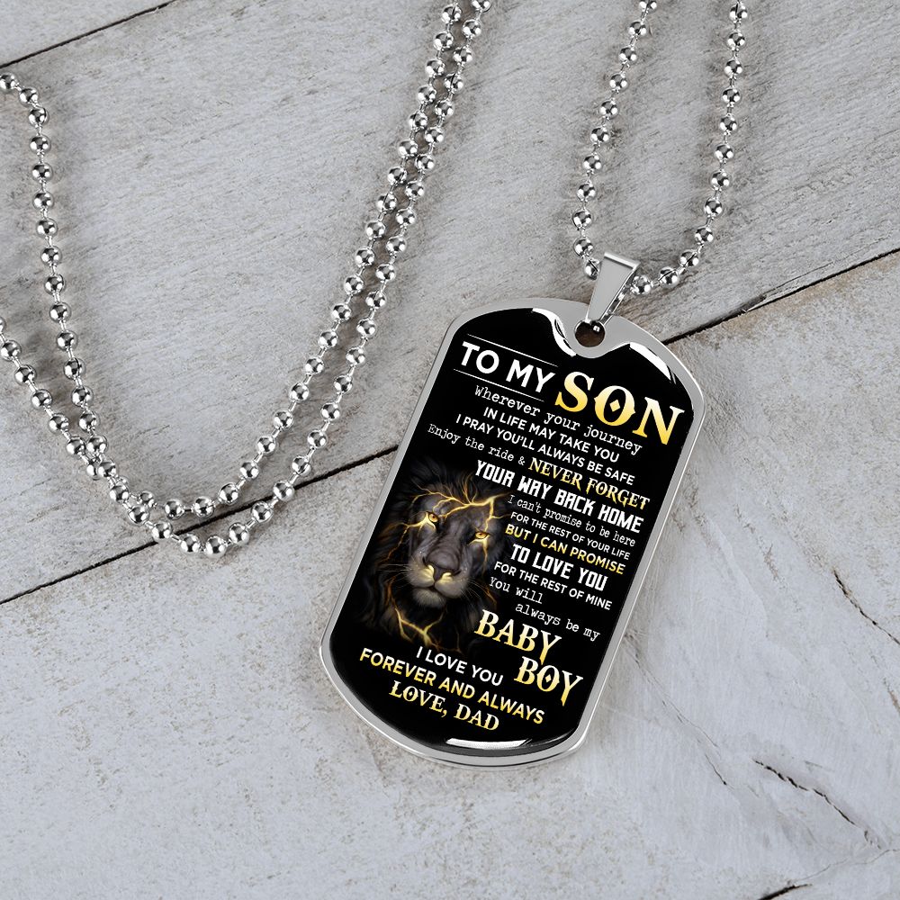 To My Son | Never Forget Your Way Back Home | Dog Tag Necklace | Gift For Son From Dad