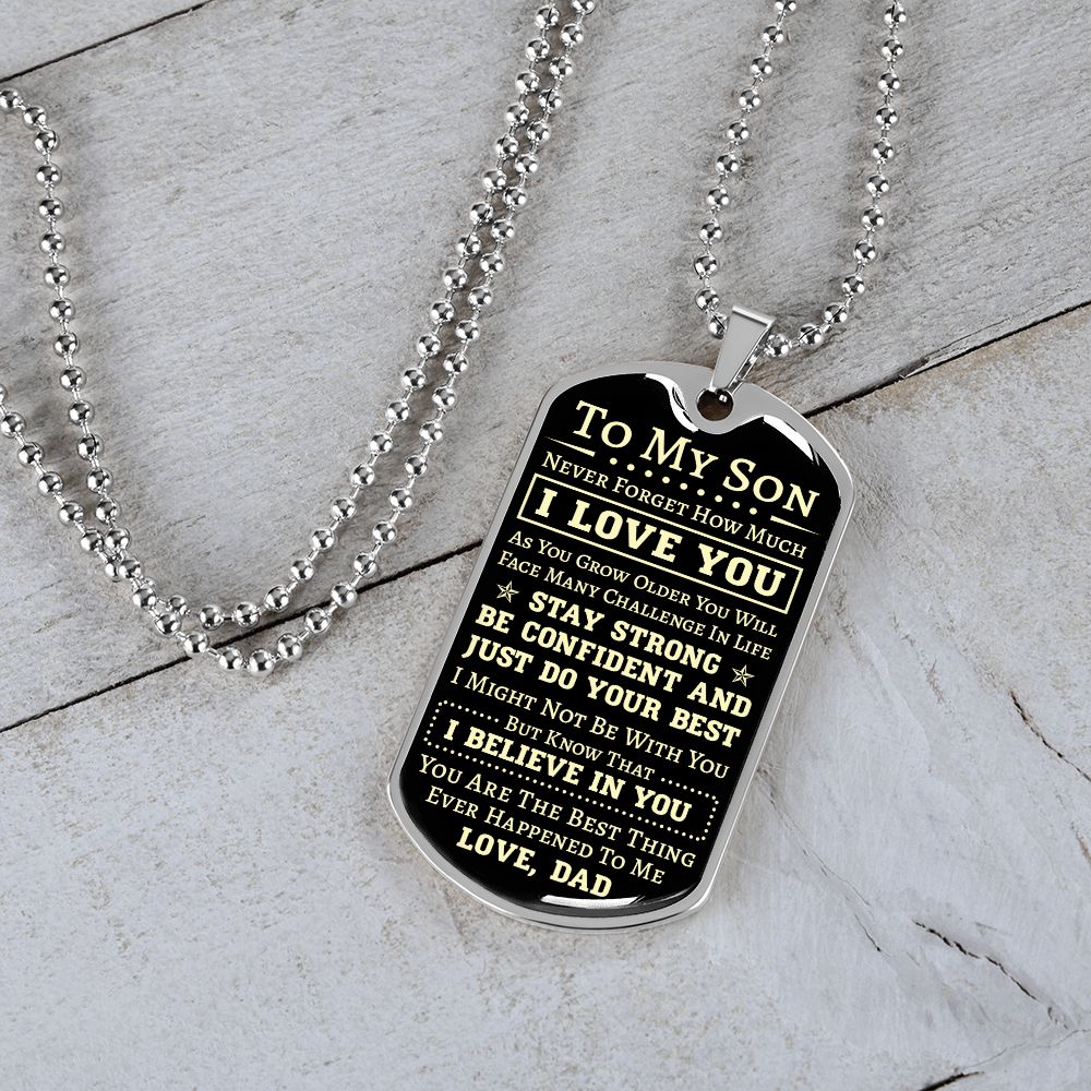To My Son Dog Tag Necklace | Stay Strong Be Confident | Unique Gift Ideas For Son