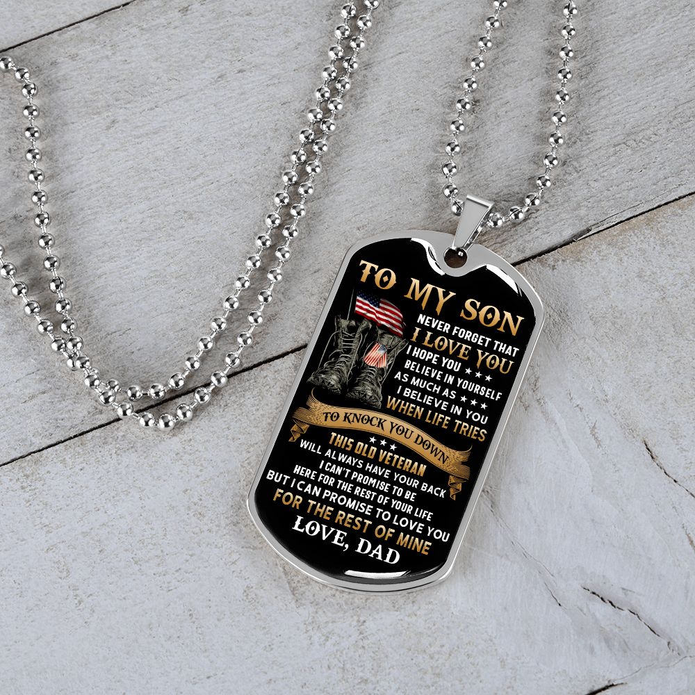 To My Son | This Old Veteran | Dog Tag Necklace | Gift For Son From Dad