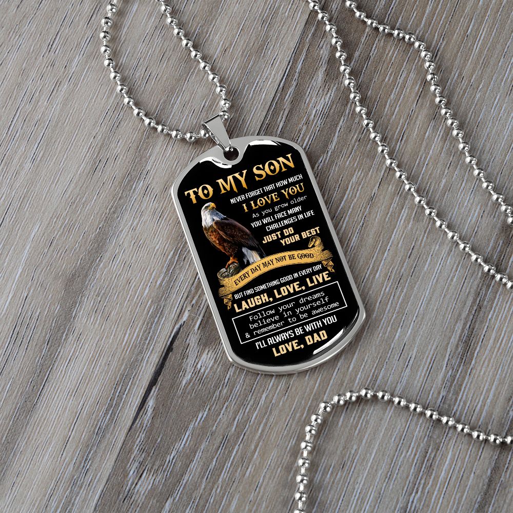 Son I Love You, Dog Tag Necklace, Perfect Gift For Son From Dad, Christmas Gift Idea