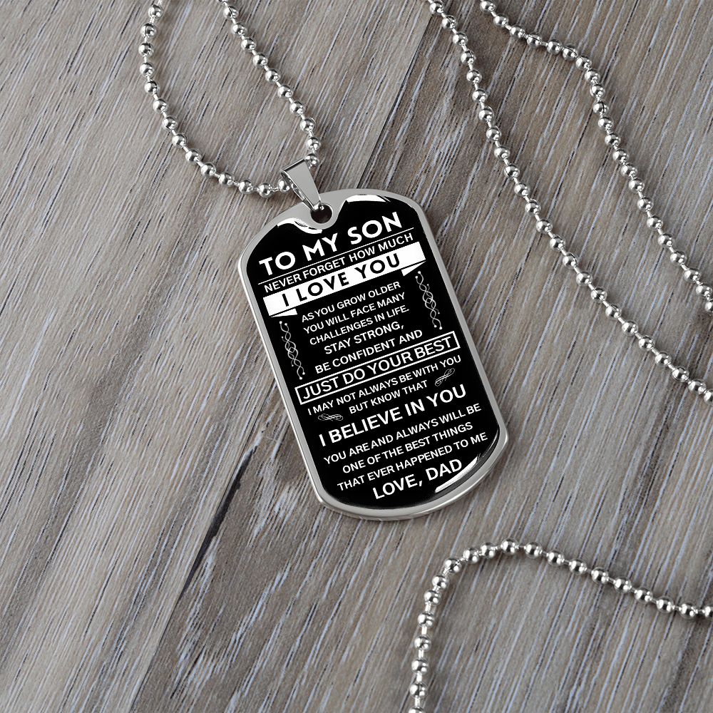 To My Son Gift From Dad | Never Forget That | Dog Tag Necklace | Anniversary Gift