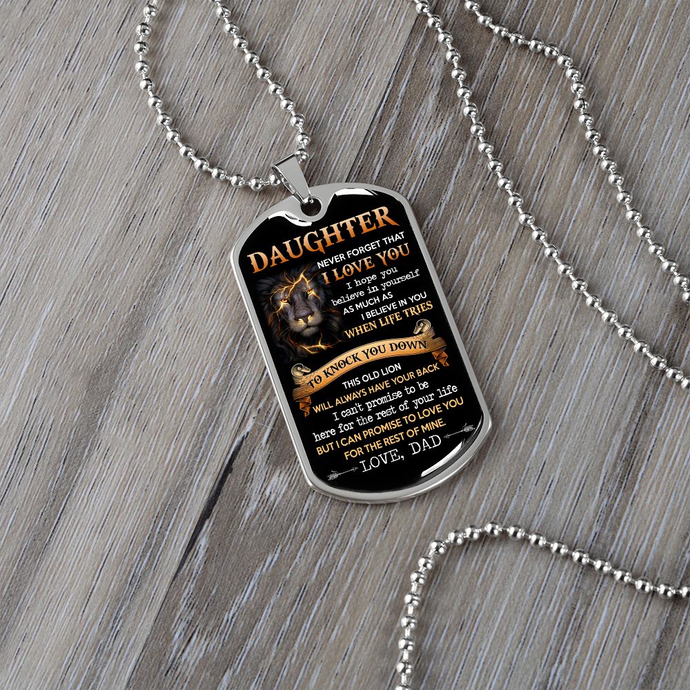 To My Daughter | This Old Lion | Dog Tag Necklace | Gift For Son From Dad