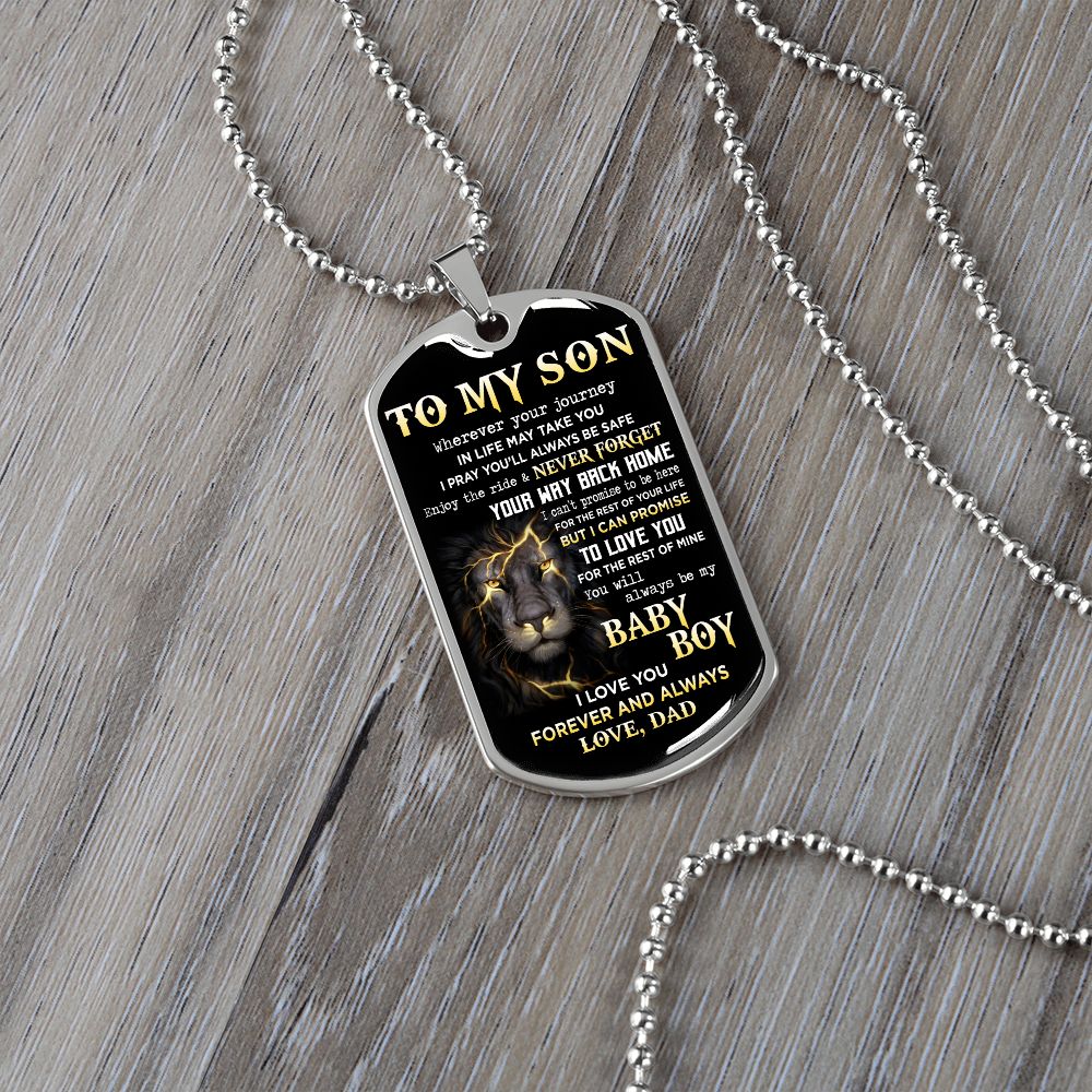 To My Son | Never Forget Your Way Back Home | Dog Tag Necklace | Christmas Gift For Son From Dad