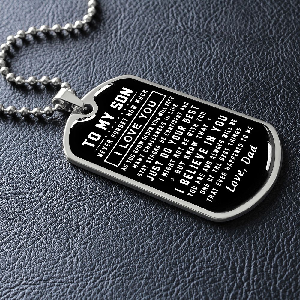 To My Son Gift From Dad | Stay Strong Be Confident | Dog Tag Necklace