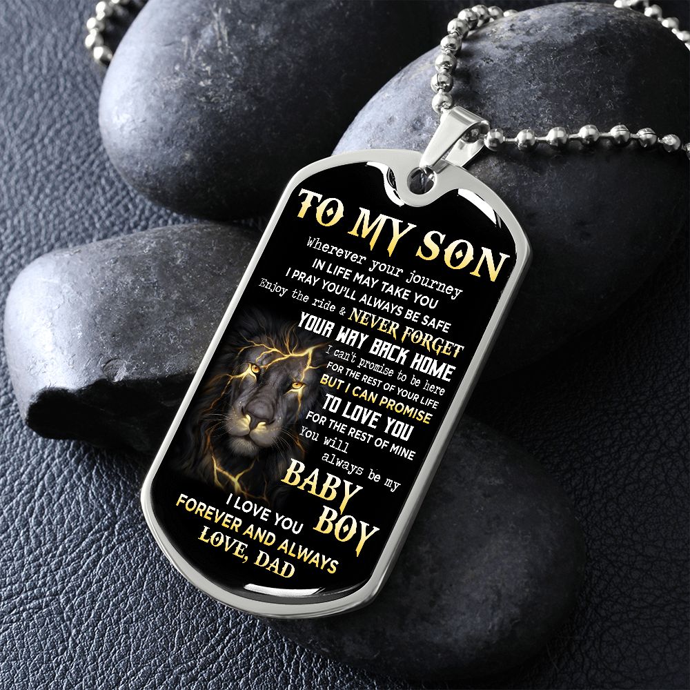 To My Son | Never Forget Your Way Back Home | Dog Tag Necklace | Christmas Gift For Son From Dad