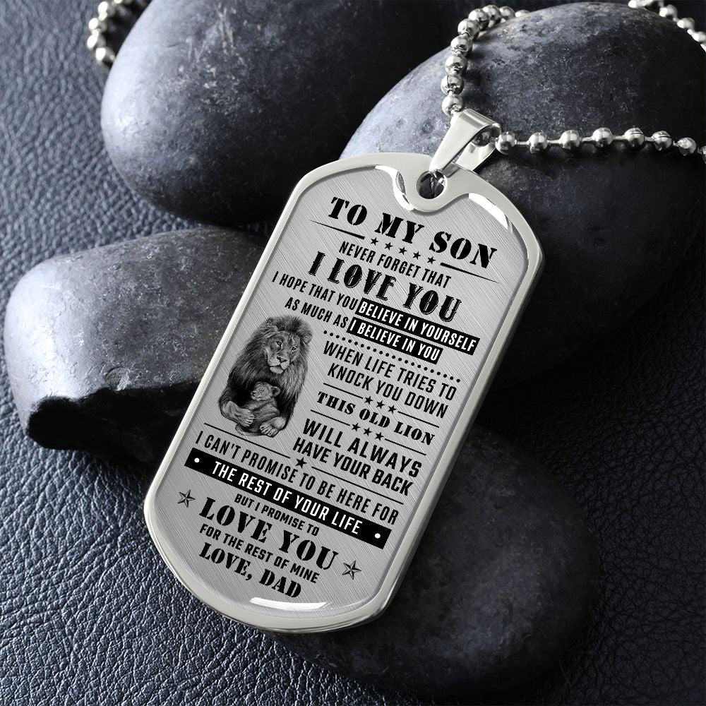 To My Son - This Old Lion Will Always Have Your Back, DogTag Necklace Gift to Son
