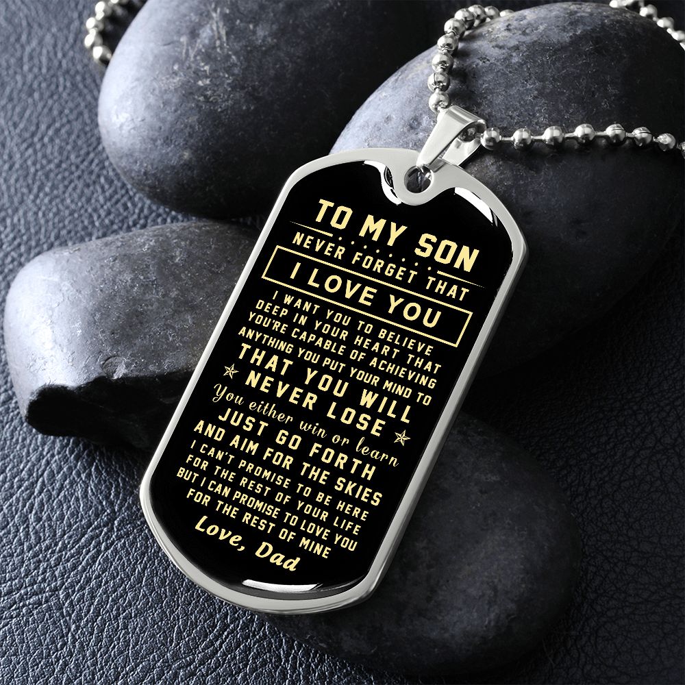 To My Son Gift From Dad | I Can Promise | Dog Tag Necklace Custom Engraving