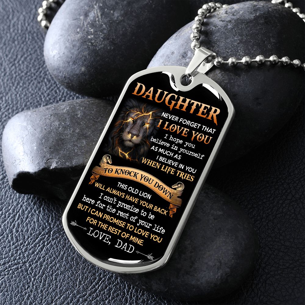 To My Daughter | This Old Lion | Dog Tag Necklace | Gift For Son From Dad
