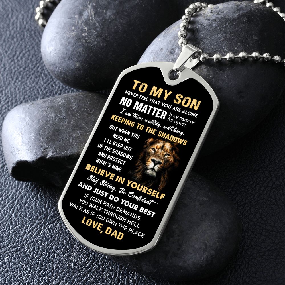 Son Keeping To The Shadows, Dog Tag Necklace, Anniversary Gift For Son From Dad