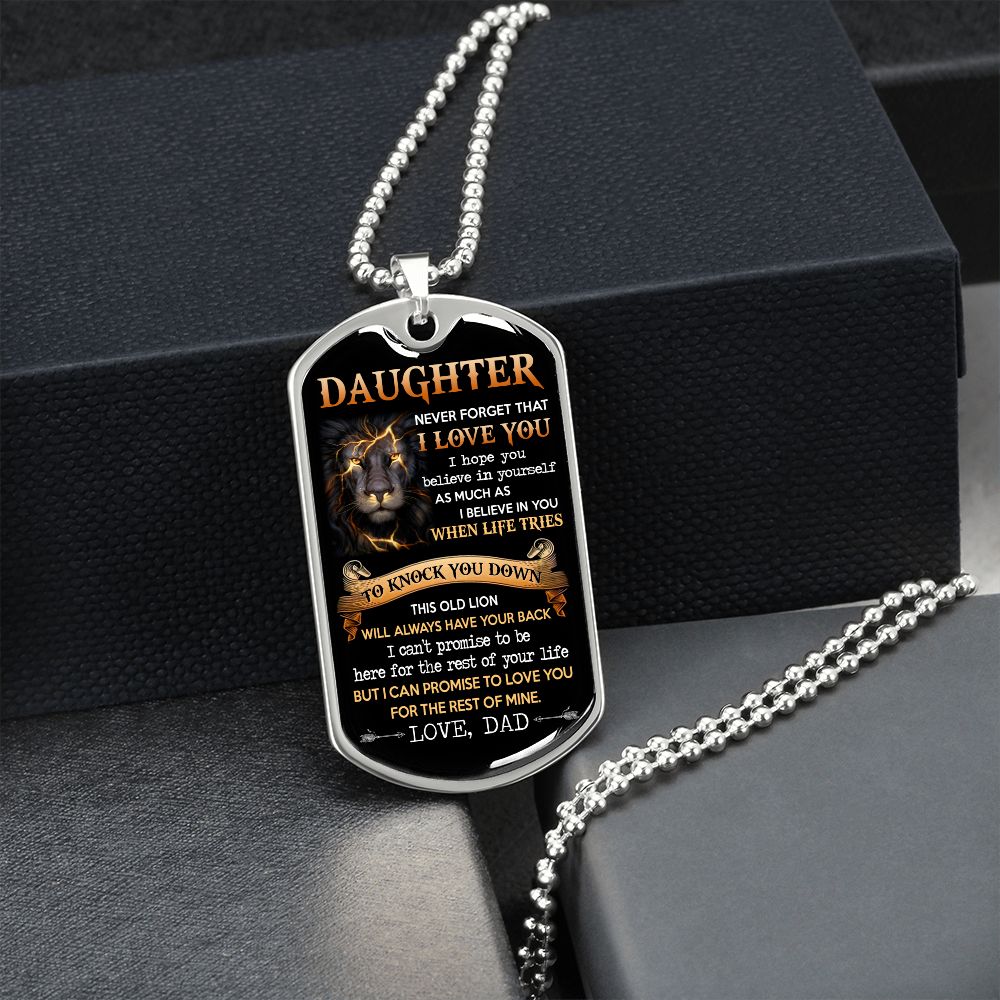 To My Daughter | This Old Lion | Dog Tag Necklace | Gift For Son From Dad