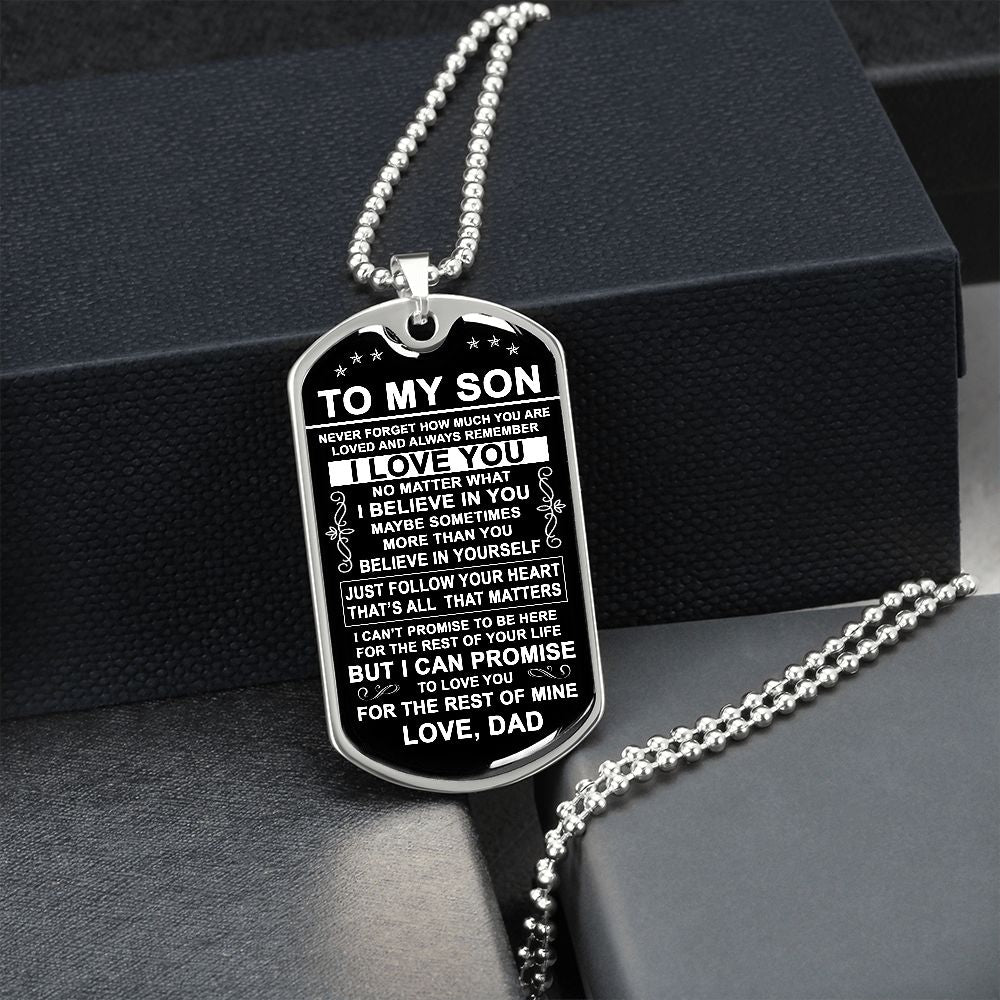 To My Son Gift From Dad | I Believe In You | Dog Tag Necklace
