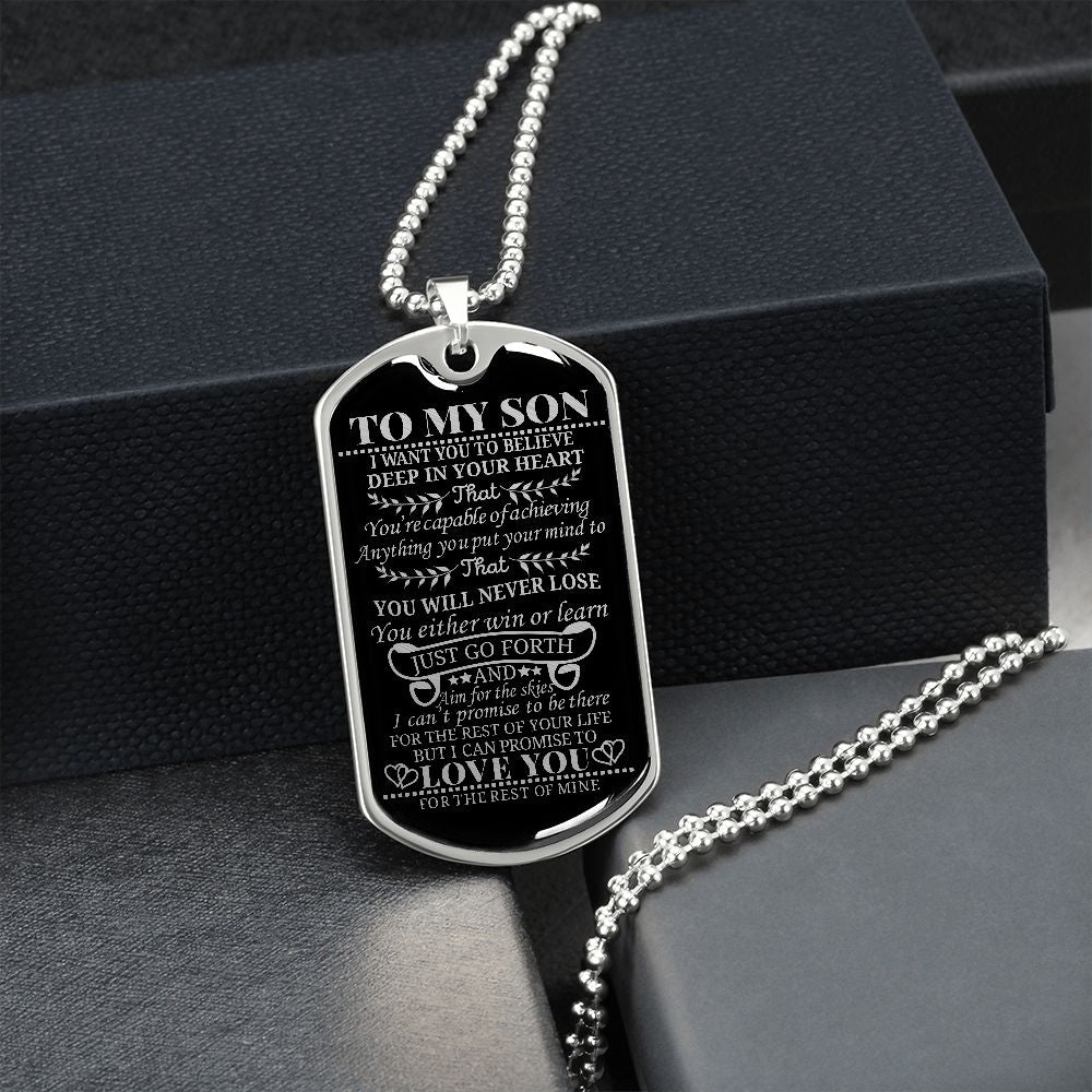 To My Son | You Will Never Lose | Dog Tag Necklace