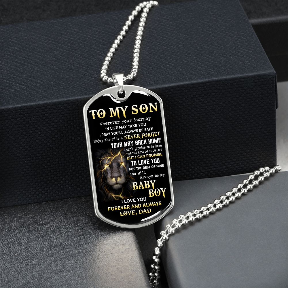 To My Son | Never Forget Your Way Back Home | Dog Tag Necklace | Christmas Gift For Son From Dad