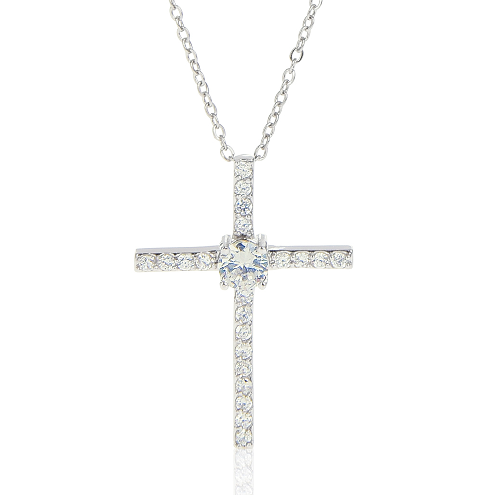 To My Daughter Gift | CZ Cross Necklace | Pray On It