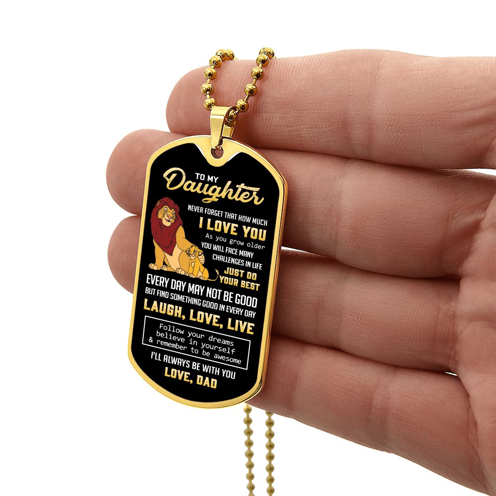Daughter I'll Always Be With You, Dog Tag Necklace, Gift Idea For Daughter From Dad