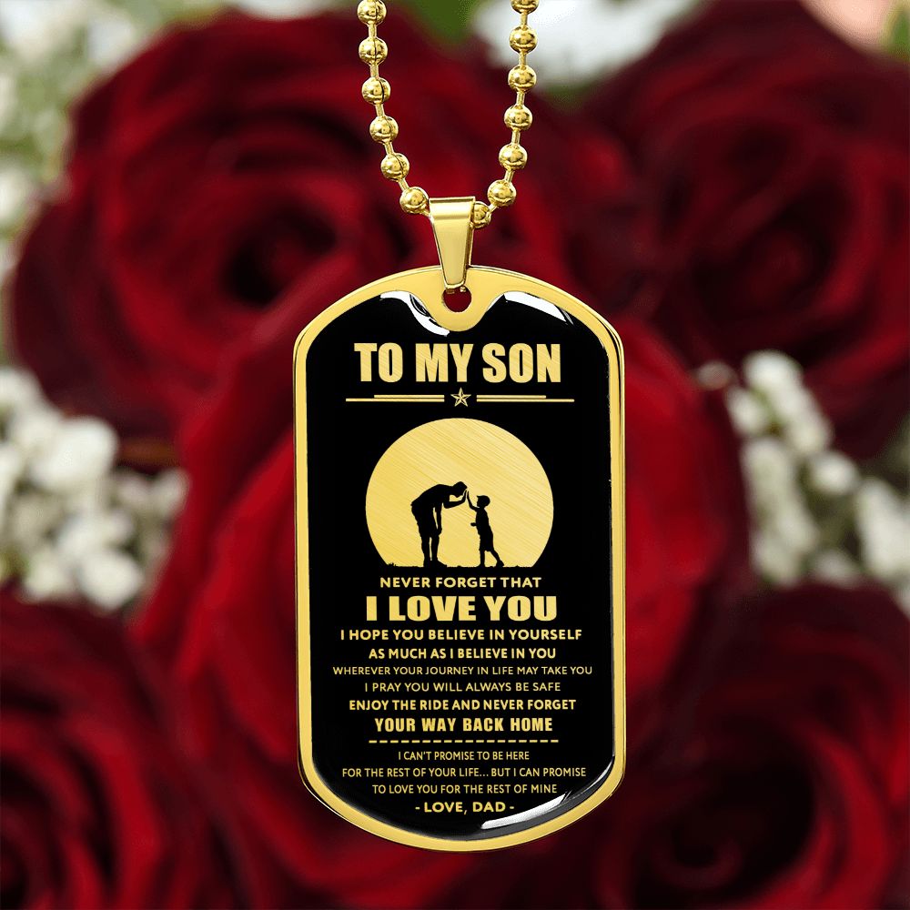 Son Way Back Home, Dog Tag Necklace, Gift For Son From Dad